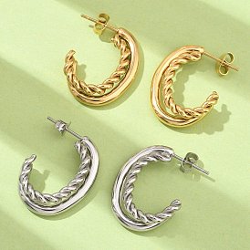 304 серьги-гвоздики из нержавеющей стали в форме буквы С, ионное покрытие (ip)