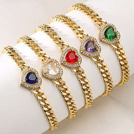 Fashionable Copper Plated Gold Zircon Heart Bracelet for Women - Unique Luxury Jewelry