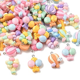 Colgantes de la resina opacos, encantos de globos, con lazo de hierro platino