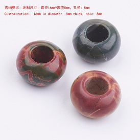 Natural Picasso Jasper/Polychrome Jasper Large Hole Beads, Rondelle