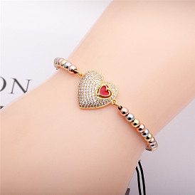 Élégant bracelet coeur en perles de cuivre de mm pour hommes et femmes
