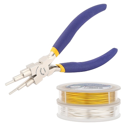 DIY Wire Wrapped Jewelry Making Kits, Including Copper Wire and Carbon Steel Round Nose Pliers