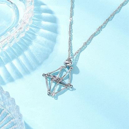 304 подвеска из нержавеющей стали в виде пустого мешочка в технике макраме, ожерелья из сингапурской цепи, с латунными скользящими бусинами