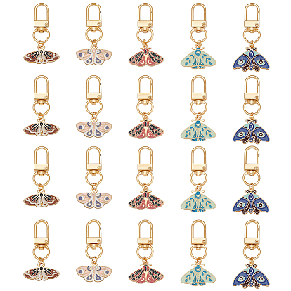 20 шт. 5 стили подвесные украшения из эмалевого сплава в виде моли, с поворотными застежками сплава