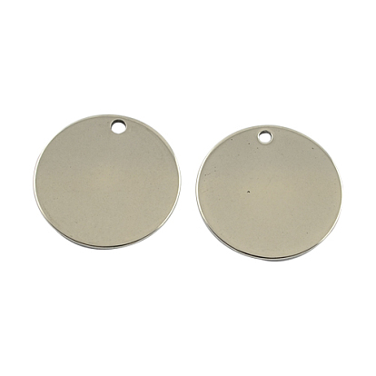 201 Stainless Steel Blank Stamping Tag Pendants, Flat Round, 20x1mm, Hole: 1.5~2mm