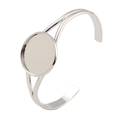 Стойка покрытие латунь открытый браслет манжета изготовление, пустое основание браслета, с плоской круглой лоток, долговечный, без кадмия и без свинца