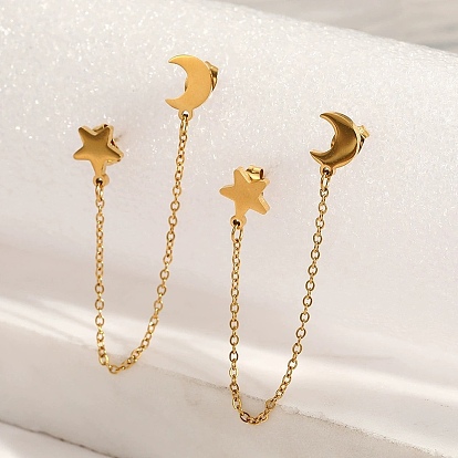 304 из нержавеющей стали болтаться серьги, Луна и звезды