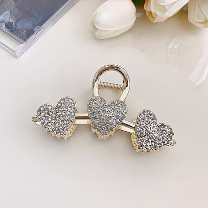 Heart Alloy Rhinestone Large Claw Hair Clips, for Women Girls Thick Hair