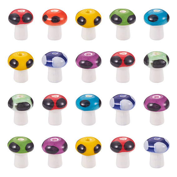 50шт. фарфоровые бусины ручной работы, гриб, пастельный фарфор