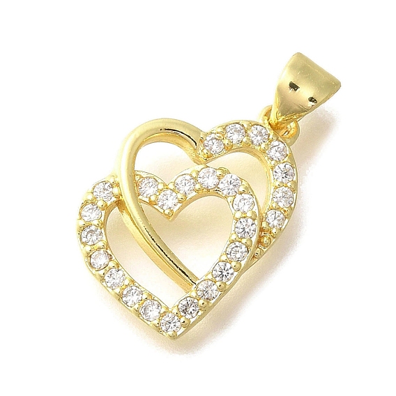 Латунные микропаве прозрачные подвески с фианитом, сердце прелести