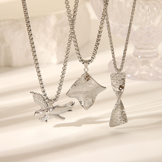 Винтаж 304 подвеска из нержавеющей стали в уличном стиле, преувеличенные ожерелья с индивидуальностью, цвет нержавеющей стали