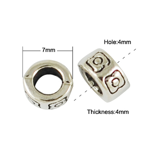 Европейские бусины тибетского стиля , без кадмия и без свинца, колонка, 7x4 мм, отверстие : 4 мм