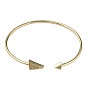 Cubic Zirconia Triangle Open Cuff Bangle, Real 18K Gold Plated Brass Jewelry for Women