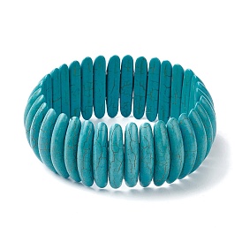Synthetic Turquoise Oval Beaded Stretch Bracelets, Tile Bracelet