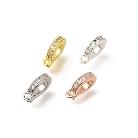 Rack Plating Brass Micro Pave Clear Cubic Zirconia Enhancer Shortener Bails, Long-Lasting Plated, Lead Free & Cadmium Free