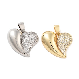 Brass Micro Pave Clear Cubic Zirconia  Pendants, Heart