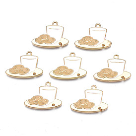 Rack Plating Alloy Enamel Connector Charms, Light Gold, Cadmium Free & Nickel Free & Lead Free, Light Gold, Cup