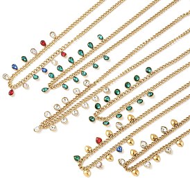 304 ожерелья из нержавеющей стали с кисточками из стразов для женщин, золотые