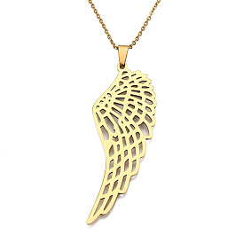 201 Stainless Steel Pendants Necklaces, with Cable Chains and Lobster Claw Clasps, Wing