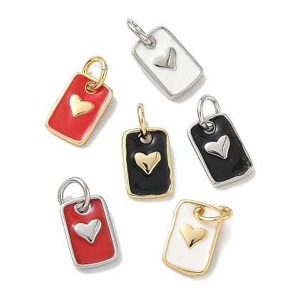 Латунь эмаль прелести, прямоугольник с подвесками в виде сердечек, стойки покрытие, без кадмия и без свинца, долговечный