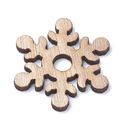 Undyed Wooden Pendants, Snowflake