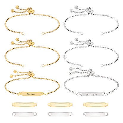 Набор для изготовления браслета-слайдера из прямоугольной заготовки для штамповки своими руками, в том числе изготовление ползунковых браслетов из нержавеющей стали, 304 соединительные звенья нержавеющие