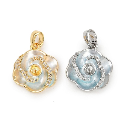 Медные залоги, с кубического циркония и эмали, цветок