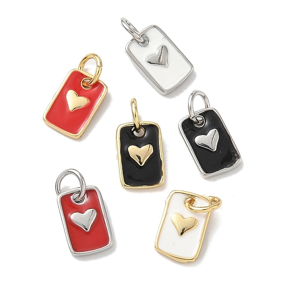 Латунь эмаль прелести, прямоугольник с подвесками в виде сердечек, стойки покрытие, без кадмия и без свинца, долговечный