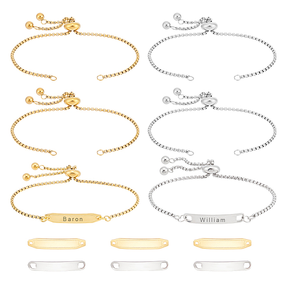 Набор для изготовления браслета-слайдера из прямоугольной заготовки для штамповки своими руками, в том числе изготовление ползунковых браслетов из нержавеющей стали, 304 соединительные звенья нержавеющие