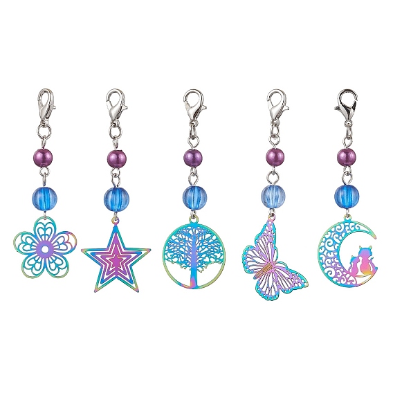 201 филигранные подвесные украшения из нержавеющей стали, Застежки-когти из цинкового сплава, подвески для украшений сумок, разнообразные