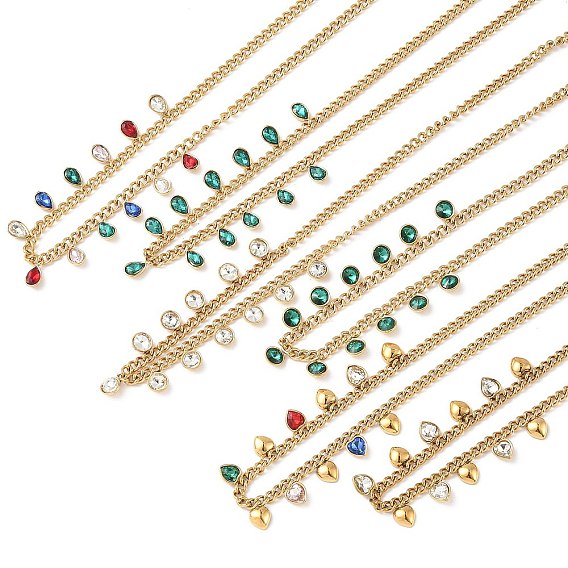 304 ожерелья из нержавеющей стали с кисточками из стразов для женщин, золотые