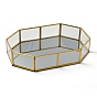 Glass Tray Mirror, Storage Tray, with Golden Plated Brass Edge, Cosmetics Jewelry Organizer, Octagon