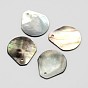 Teardrop Black Lip Shell Pendants, 19x17x1mm, Hole: 1mm