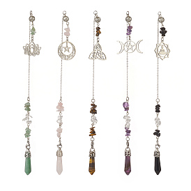 Gemstone Pointed Dowsing Pendulums, with Stainless Steel Findings, Bullet