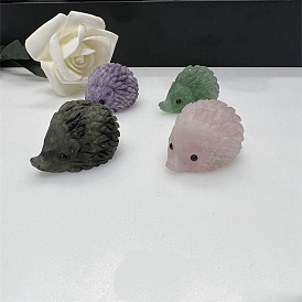 Gemstone Carved Healing Hedgehog Figurines, Reiki Energy Stone Display Decorations
