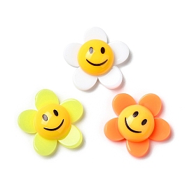 Cabochons acryliques, fleur avec le visage souriant