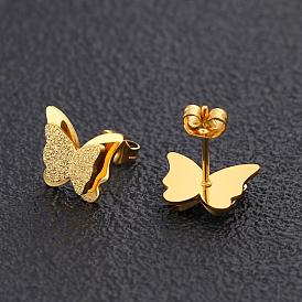 Stylish Double-layered Butterfly Earrings in Stainless Steel with Matte Finish