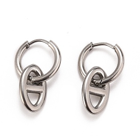Soda Pull Tab Earrings, 304 Stainless Steel Huggie Hoop Earring, Oval