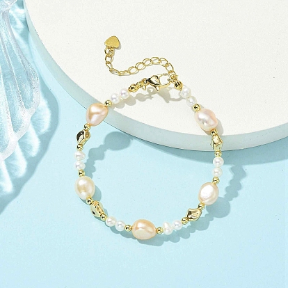 Женские браслеты из бисера из натурального культивированного пресноводного жемчуга, картофель и овал, золотые