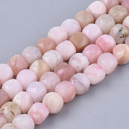 Натуральный розовый опал бусы пряди, граненые, кубические