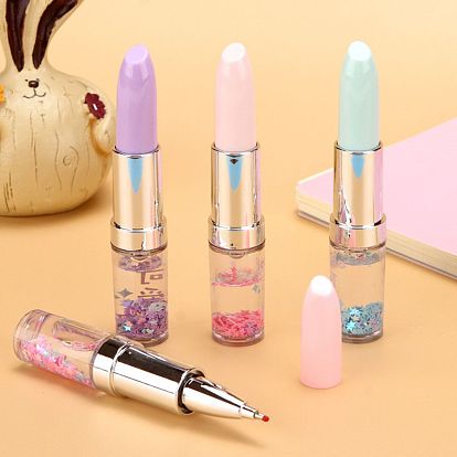 Lipstick Shape Empty Tube Black Ink Ballpoint Pens, for DIY Glitter Epoxy Resin Crystal Ballpoint Pen Herbarium Pen Making