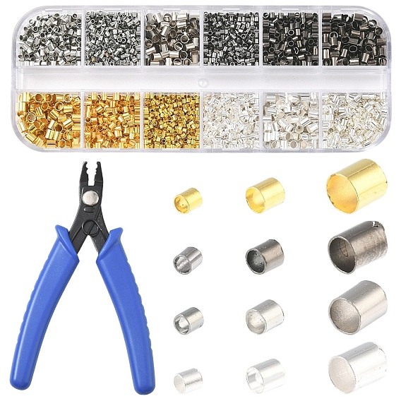 Трубчатые латунные обжимные бусины, с 45# клещами для обжима из углеродистой стали