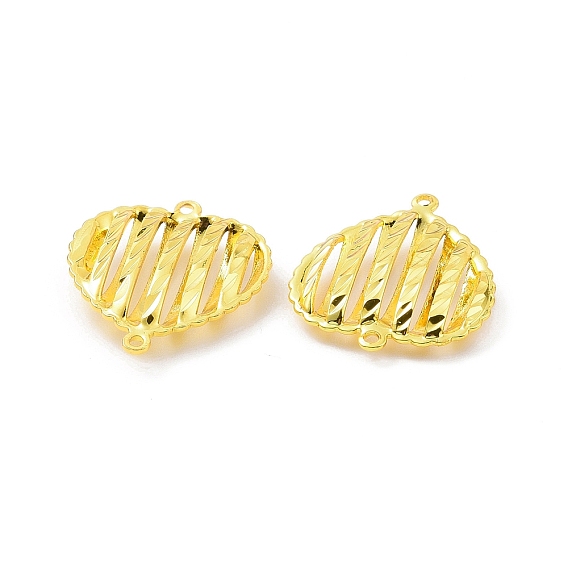 Eco-friendly Rack Plating Brass Connector Charms, Cadmium Free & Lead Free, Long-Lasting Plated, Hollow Heart Links