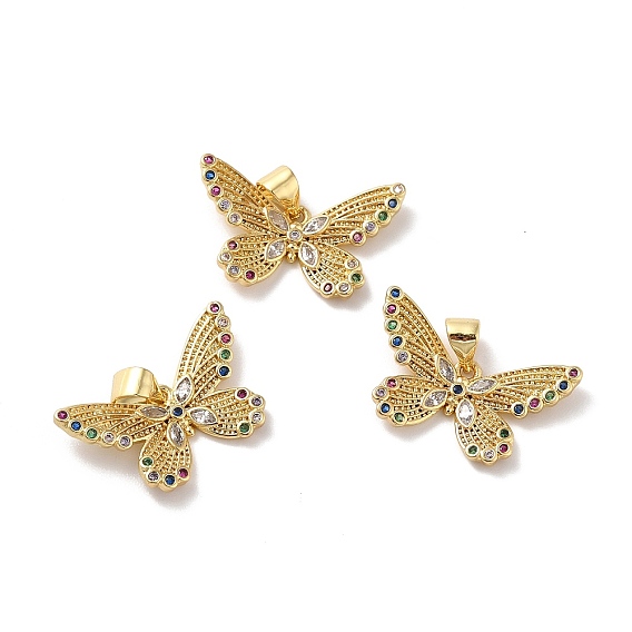 Стойка металлическая латунная микропрофилированная кубическая циркония подвески, без кадмия и без свинца, реальный 18 k позолоченный, бабочка