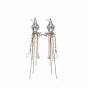 Alloy & Crystal Rhinestone Stud Earrings, Glass Tassel Earrings, Rhombus