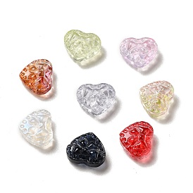 Glass Beads, Heart with Bowknot
