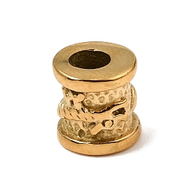 304 Stainless Steel European Beads, Large Hole Beads, Column with Dragon Pattern