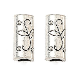 Сплавочные овальные бусины тибетского стиля , столбец с узором листьев, без кадмия и без свинца