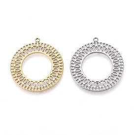 304 из нержавеющей стали полые подвески, круглое кольцо-шарм, анти-тускнение