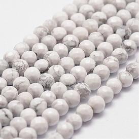 Natürliche Howlith Perlen Stränge, facettiert, Runde